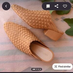 Miuccia Tan Cognac Leather Woven Women's Mules Size EU38